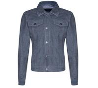 Goat Suede Leather Jeans Jacket-Adelaide Infinity Leather Grey XL