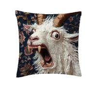 Goat Throw Pillow Cover, Screaming Goat Soft Plush Pillow Case | Funny Novelty 2D Flat Printed Crazy Animal Graphic Cushion Cover For Sofa Bed Couch Chair Bedroom 45x45cm