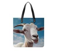 Goat Tote Bag for Women, Extra Large PU Leather Handbag, Soft Shoulder Bag for Work & Beach