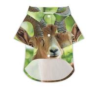 Goat with Curved Horns Dog Shirts Summer Pet Clothes Comfort T-Shirts Short Sleeveless Top for Cats Dogs L