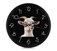 Goat With Glasses Classic Wall Clocks Round Easy To Read Decorative Wall Clock for Living Room Home Office