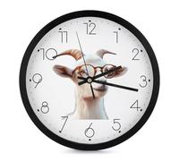 Goat With Glasses Classic Wall Clocks Round Easy To Read Decorative Wall Clock for Living Room Home Office