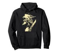 Goat with Guitar Rocker Guitarist Animal Punk Grunge Graphic Pullover Hoodie