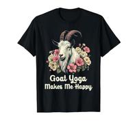 Goat Yoga Makes Me Happy Farm Animal Wellness Meditation Value Graphic T-Shirt, Men, Black, XL