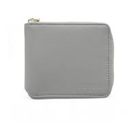 GOATIFY Zipper Wallet, Grey Leather, Card Slots, Compact, Full Grain Leather Bi-Fold Wallet