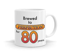 GOATINTHECOAT 80th Birthday Gift for Men & Women. Brewed to Perfection for 80 Years Mug. 11oz Ceramic Dishwasher Safe Mugs. Made in The UK.