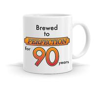 GOATINTHECOAT 90th Birthday Gift for Men & Women. Brewed to Perfection for 90 Years Mug. 11oz Ceramic Dishwasher Safe Mugs. Made in The UK.