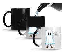 GOATINTHECOAT Boo! Halloween Colour Change Mug. 11oz Ceramic Mug When hot Liquid is Poured The Image Will Appear. Kids Hallowen Gift.
