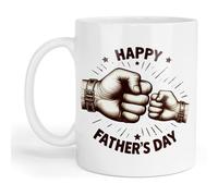 GOATINTHECOAT Happy Father's Day Ceramic Mug, 325ml, White, Dishwasher Safe, fist Bump Design, Father's Day