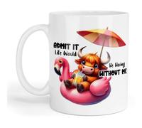 GOATINTHECOAT Quirky Cow on Flamingo Ceramic Mug. with The Quote Admit it Life Would be Boring Without me