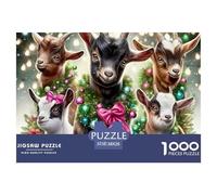 Goats Christmas 1000 Pc Adult Jigsaws - Five Goats Impossible Hard Difficult Challenging Game for Wall Decoration And Gifts38x26cm/1000pcs