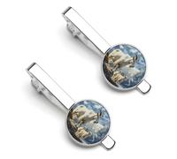 Goats Lambs in The Mountains Silver Tie Clip Suit Accessories for Men Necktie Bar Set Pin Business Wedding