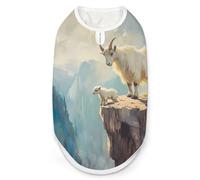 Goats Lambs on Cliff Mountains Dog And Cat Clothes Pet Summer Sleeveless T Shirt Basic Vest L
