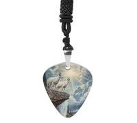 Goats Lambs Snow Mountain River Guitar Pick Pendant Necklace for Acoustic Electric Bass Players Guitar Accessories Guitarist Gifts