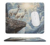 Goats Lambs Snow Mountain River Mouse Pad Waterproof Ultra-Thin Non-Slip Rubber Base Square Mouse Mat Gaming Mousepad 9.8"x11.8"