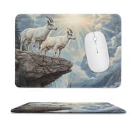 Goats Lambs Snow Mountain River Mouse Pad Waterproof Ultra-Thin Non-Slip Rubber Base Square Mouse Mat Gaming Mousepad 7.9"x9.4"