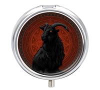 Goat's Mendes Skull Goat Gothic Satan Pill Case Travel Medicine Organizer Box