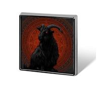 Goat's Mendes Skull Goat Gothic Satan Square Badge Funny Button Pins Brooch