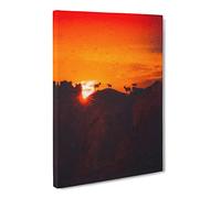 Goats Upon The Mountain Canvas Print | Gallery Wrapped 30mm Frame Wall Art | 20x14 inches | Ready to Hang | Abstract Landscape Picture | Living Room Bedroom Lounge Office