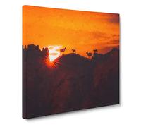 Goats Upon the Mountain Canvas Print | Gallery Wrapped 30mm Frame Wall Art | 20x20 inches | Ready to Hang | Abstract Landscape Picture | Living Room Bedroom Lounge Office