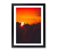 Goats Upon The Mountain In Abstract Modern Framed Wall Art Print, Ready to Hang Picture for Living Room Bedroom Home Office Décor, Black A4 (34 x 25 cm)