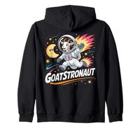 Goatstronaut Cute Goat Astronaut Over the Moon Zip Hoodie