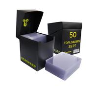 GoatWard Toploaders 35PT + Deck Box Black - Pack of 50 Toplaoders for Trading Cards 3"×4" for Football, Basketball or Other Sports - Protect and Store Your Sports Cards