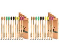Goaycer Bamboo Toothbrushes Medium Bristles - Family 20 Pack Eco Friendly Biodegradable Organic Premium Wooden Toothbrush