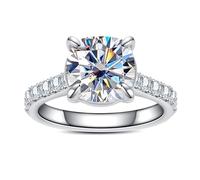 Gobaalele 3CT-6CT Cubic Zirconia Engagement Rings Round Cut/Oval Cut/Cushion Cut 5A Grade Simulated Diamond CZ Wedding Promise Anniversary Rings for Women, Brass, Cubic Zirconia