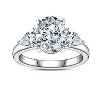 Gobaalele 4K Cubic Zirconia Oval Cut Raidant Cut 5A Quality Simulated Diamond CZ Wedding Promise Anniversary Rings for Women, Cubic Zirconia