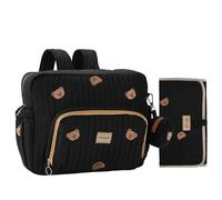 GOBABYMART Diaper Bag Backpack, Medium Maternity baby bag & Changing Pad, Insulated Pockets, Stroller Straps & Pacifier Case (Medium - Black Bears)