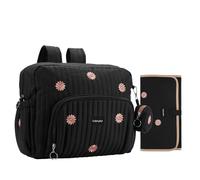 GOBABYMART Diaper Bag Backpack with Changing Pad - Travel Baby Bag, Insulated Bottle Pockets, Stroller Straps (Medium - Black Flowers)