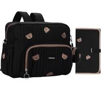 GOBABYMART Diaper Bag Backpack with Changing Pad - Travel Baby Bag, Insulated Bottle Pockets, Stroller Straps, Medium - Black Bears, L