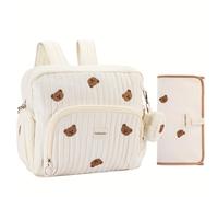 GOBABYMART Diaper Bag Backpack with Changing Pad - Travel Baby Bag, Insulated Bottle Pockets, Stroller Straps (Medium - Beige Bears)
