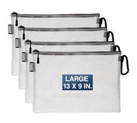 GOBAGS Air Production Large Clear Zipper Pouch (4-Pack) - Cable Organizer & Travel Gear Bag for Electronics, Camera Accessories, Tool Pouch & Small Tech Storage