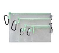 GOBAGS Air Production Multi-Size Clear Zipper Pouch (4-Pack) - Cable Organizer & Travel Gear Bag for Electronics, Camera Accessories, Tool Pouch & Small Tech Storage (Mint Green)