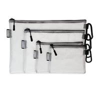 GOBAGS Air Production Multi-Size Clear Zipper Pouch (4-Pack) - Cable Organizer & Travel Gear Bag for Electronics, Camera Accessories, Tool Pouch & Small Tech Storage