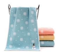 GOBBIS Christmas Hand Towels,Hand Towels 2pcs 35x75cm Christmas Hand Face Towel Cotton Cute Snowman Face Washing Cloth Kitchen Tea Towel Home Towels Bathroom Xmas Gift (Color : Blue, Size : 35x75cm)