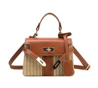 GOBBIS Straw Bag,Beach Bag Fashion Rattan Women Shoulder Bags Designer Handbags Woven Crossbody Bag Summer Beach Straw Bag Lady Small Purses (Color : Brown A)