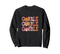 Gobble Cute Thanksgiving Turkey Fall Design Sweatshirt