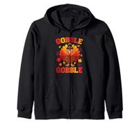 Gobble Happy Thanksgiving Little Turkey Day Boys Girls Kids Zip Hoodie