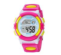 Gobck Watch Children's Watch Children's Electronic Watch Night Light Boys and Girls Multi-Functional Waterproof Student Sports Table 0916 Rose Red