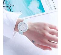 Gobck Watch Small Fresh Watch Female Wind Student Korean Version of The Trend Simple Night Light Waterproof Baiji Women's Department Cute Silicone Floral Green (Send The Same Bracelet)