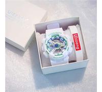 Gobck Watch Super-fire Electronic Watch Male and Female Middle School Students Trend Harajuku Sports Wind White and Green (Feed Table Box and ul Silicone Bracelet)