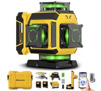 GOBEHOOP 16 Lines 4D Green Beam Laser Level, Rotating Metal Base & Window, 4X 360° Self-Leveling Cross Line - Bluetooth Remote Control, Pulse Mode, High Precisionc Laser Tool, Adjustable Brightness
