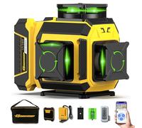 GOBEHOOP 3x360° Self-Leveling Green Laser Level, High Accuracy 12-Line 3D Cross Line Laser Level with LED Digital Display, Tilt/Pulse Mode, Bluetooth Remote Control, Rotary Window, Li-ion Battery