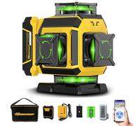 GOBEHOOP 4x360° 16 Lines Green Beam Laser Spirit Level, Rotating Metal Base, 4D Self-Leveling Cross Line - Bluetooth Remote Control, Pulse Mode, High Precision Outdoor Building Lazer Level Tool Set