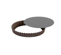 Gobel 240 mm Non-Stick Round Fluted Tart Mould Loose Base, Brown
