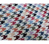 Gobelin Woven Collection Fabric Home Decor Tapestry Material for Curtains, Upholstery - 140cm Wide - Multicolour (Sold by The Metre) (Houndstooth)