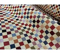 Gobelin Woven Collection Fabric Home Decor Tapestry Material for Curtains, Upholstery - 140cm Wide - Multicolour (Sold by The Metre) (Small Squares)